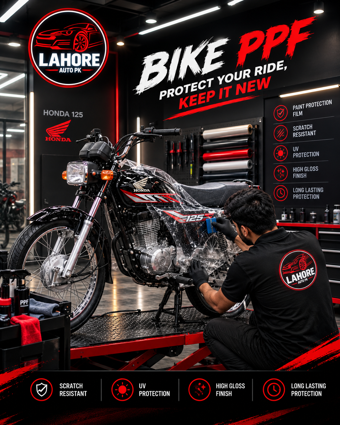 Honda CG 125 Bike PPF in Lahore – Protect Your Bike's Original Paint